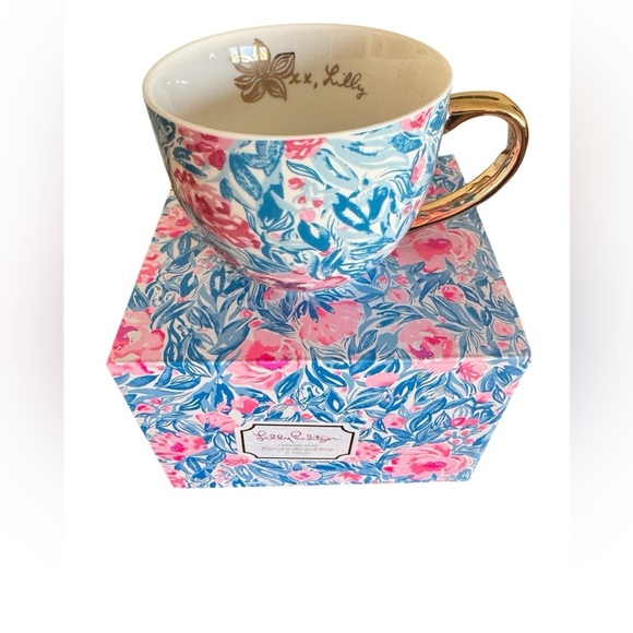Lilly Pulitzer Ceramic Mugs, Bondi Blue, My Little Peony - Picture 1 of 10
